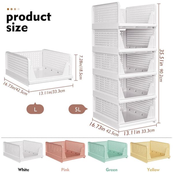 Afoxsos White 16.73 in x 13.11 in x 7.2 in Plastic Stackable