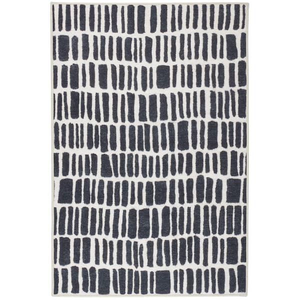 DASH & ALBERT Roark Machine Washable Charcoal 8 ft. x 10 ft. Indoor Area Rug