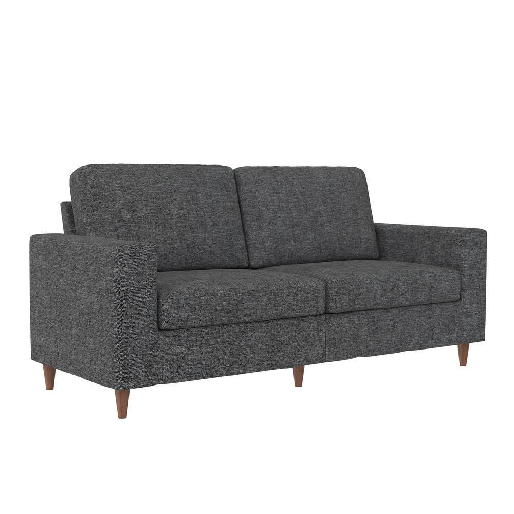 DHP Zuri 75 in. Square Arm Dark Gray Linen Upholstered 3-Seater