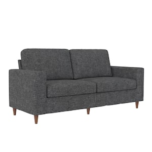 Zuri 75 in. Square Arm Dark Gray Linen Upholstered 3-Seater Sofa