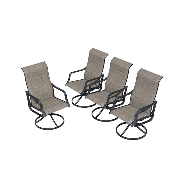 TOP HOME SPACE Swivel Metal Outdoor Dining Chair in Gray (4-Pack)