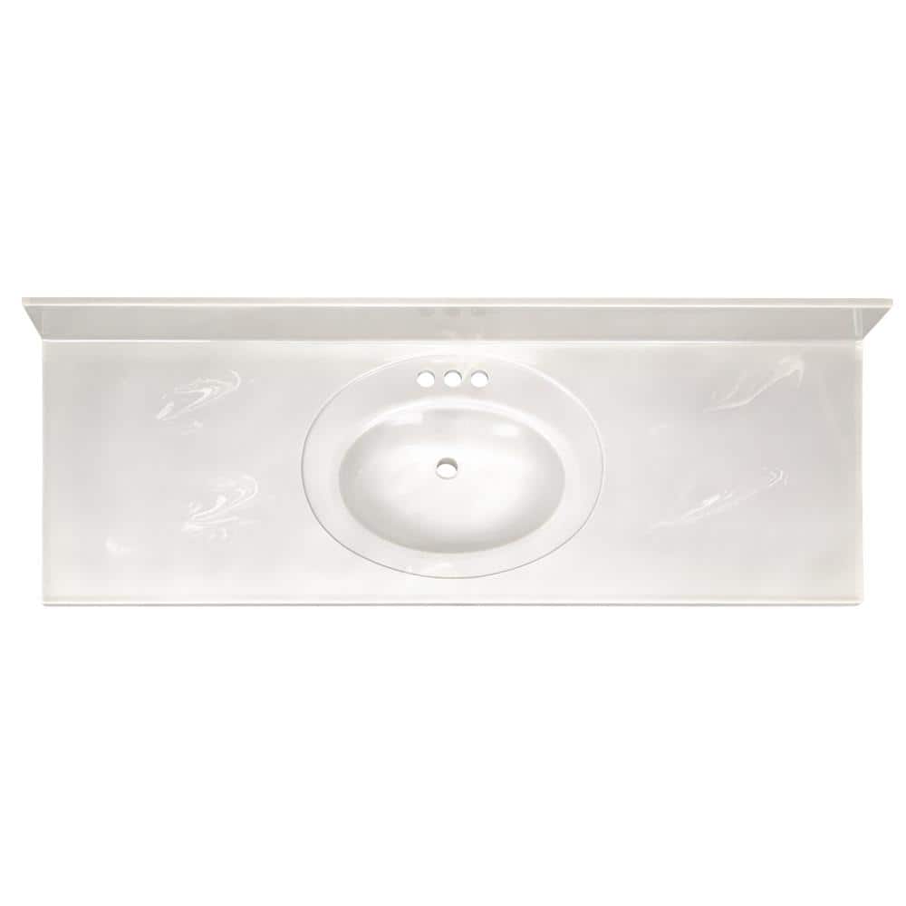 61-Inch Ivory Swirl Cultured Marble Vanity Top with Integrated Backsplash