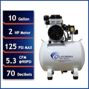 10 Gal. 2.0 HP Ultra-Quiet and Oil-Free Electric Stationary Air Compressor with Auto Drain