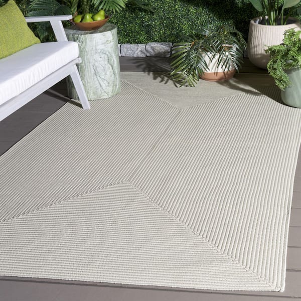Braided 5 ft. x 8 ft. Cream Basket Weave Washable Area Rug