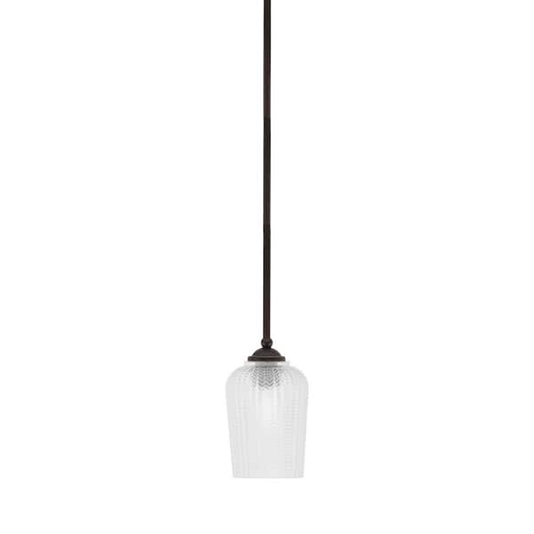 Unbranded Clevelend 100-Watt 1-Light Brown Pendant Mini Pendant Light with Clear Textured Glass Shade and Light Bulb Not Included