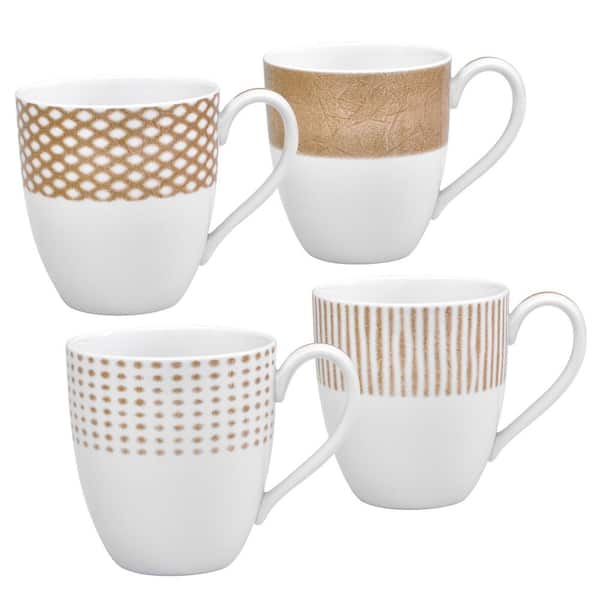 Noritake Khaki Hammock 15 fl. oz. Khaki Porcelain Assorted Mugs (Set of 4)