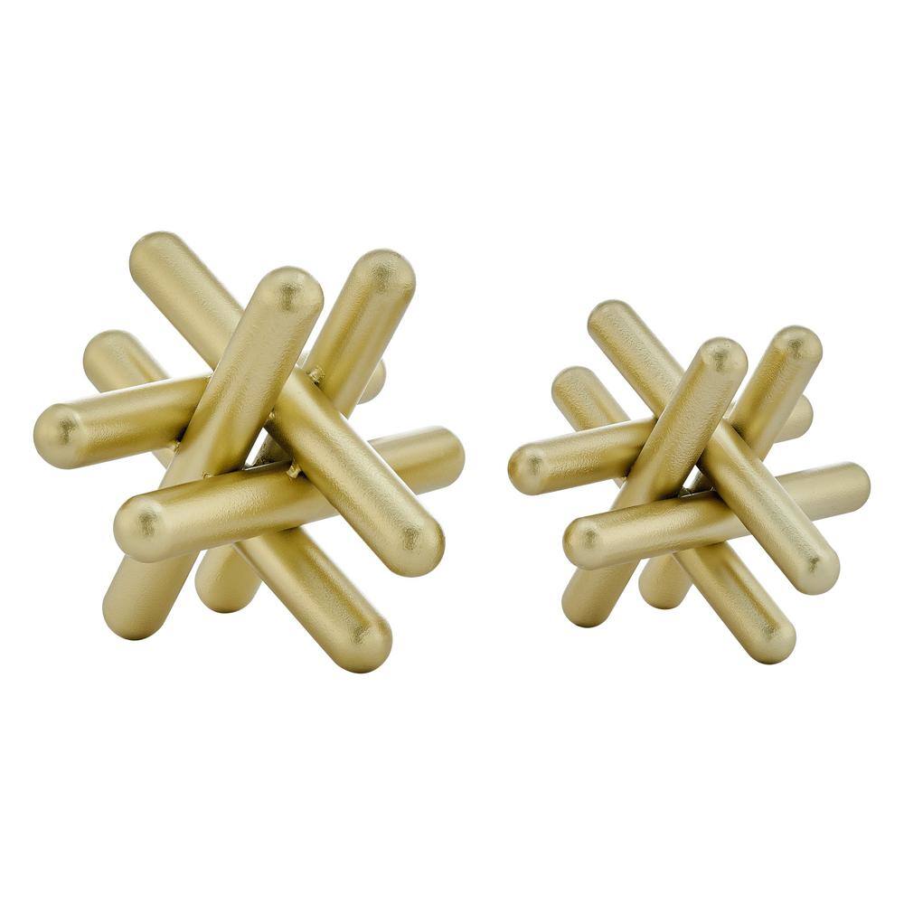 DANYA B Small And Medium Abstract Gold Finish Textured Metal Geometric ...