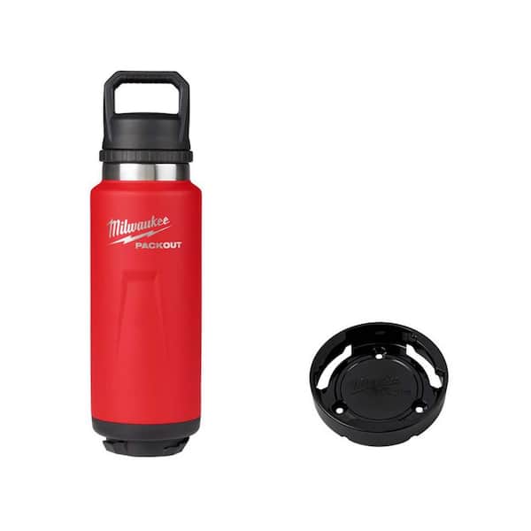 PACKOUT Red 36 oz. Insulated Bottle with Chug Lid and PACKOUT Twist To Lock Mount
