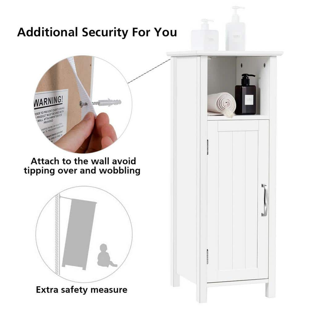 White MDF Freestanding Cabinet with Adjustable Shelf