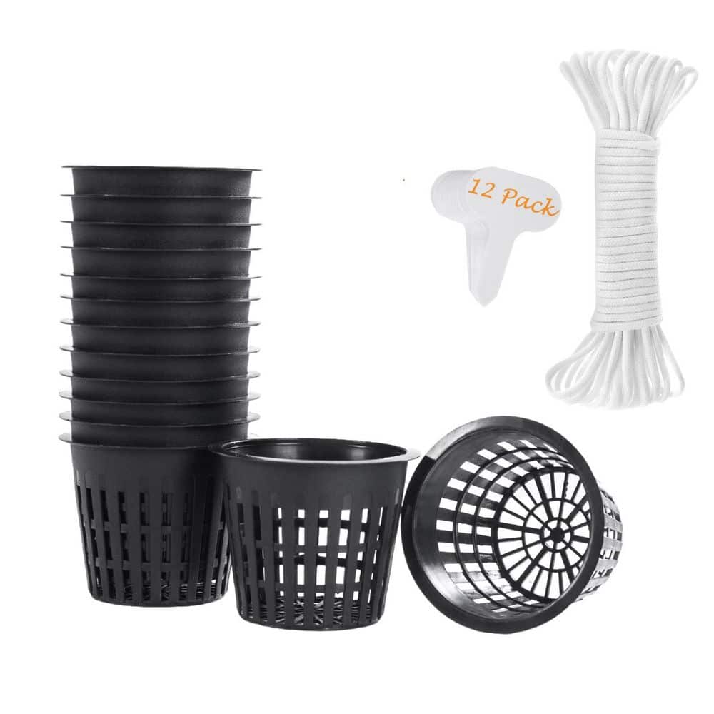 3 in. Plastic Mesh Net Pots Cups with Watering Wicks and Plant Labels for Hydroponics and Vegetable Gardening (12-Pack) price history on PriceWatchPro