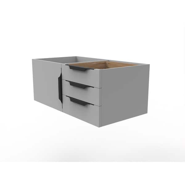 castellousa Alpine 35 in. W x 18.75 in. D x 14.25 in. H Bath Vanity Cabinet without Top in Matte Gray with Black Trim
