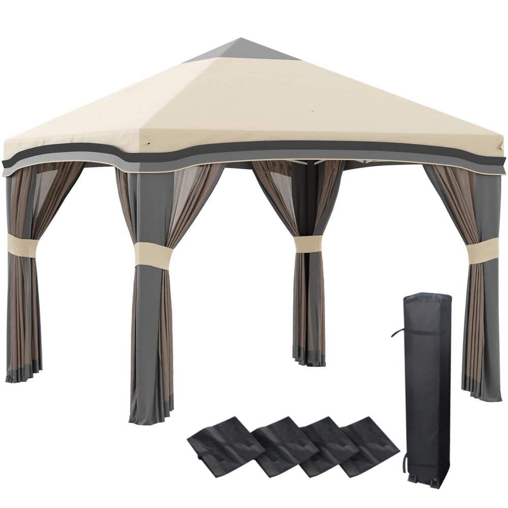 what we want ten to ten アウトドア　コップ Outsunny 10' x 10' Pop Up Canopy with 3 Sidewalls, Leg