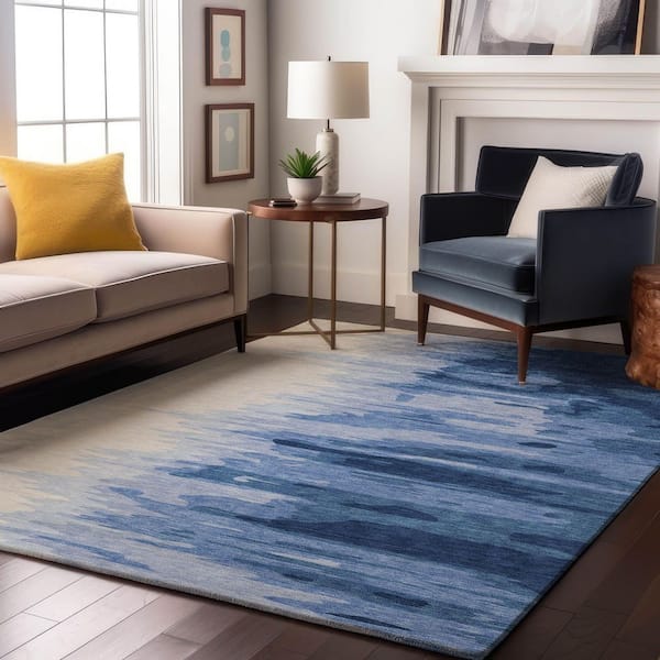 Mayfield Premium Machine Washable Abstract AMF1050 Navy 3 ft. x 4 ft. Area Rug