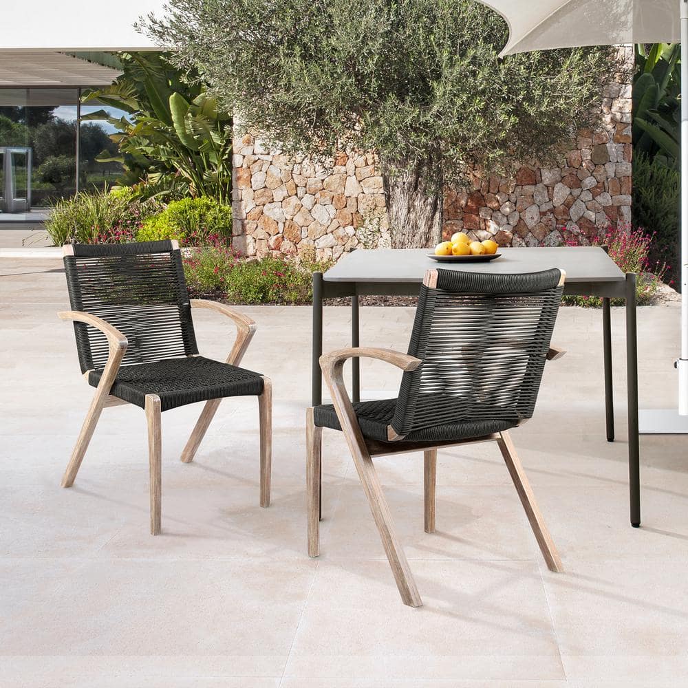 Nabila Light Eucalyptus Outdoor Dining Chair in Charcoal (Set of 2)