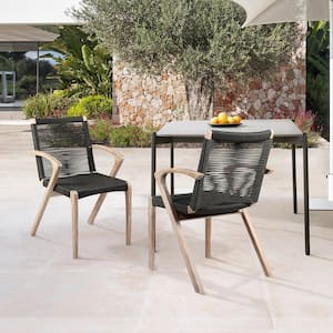 Nabila Light Eucalyptus Outdoor Dining Chair in Charcoal (Set of 2)