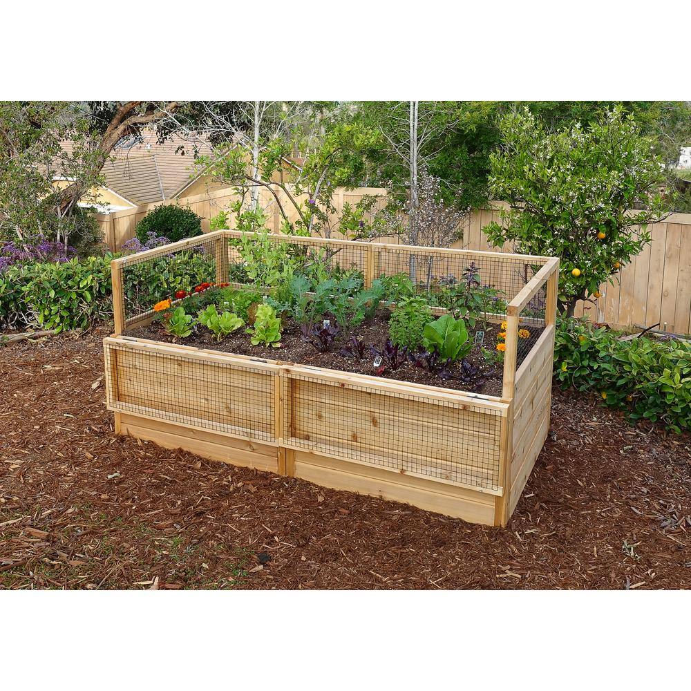 6 ft x 3 ft Cedar Raised Garden Bed with Wire Mesh