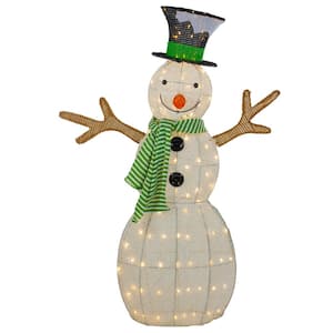 Northlight 32 in. Lighted 3D Chenille Snowman in Top Hat Outdoor 