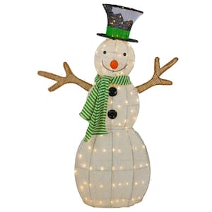 Alpine Corporation 74 in. Tall Mesh Snowman Decor with Red Birds and Cool  White LED Lights CHT892 - The Home Depot