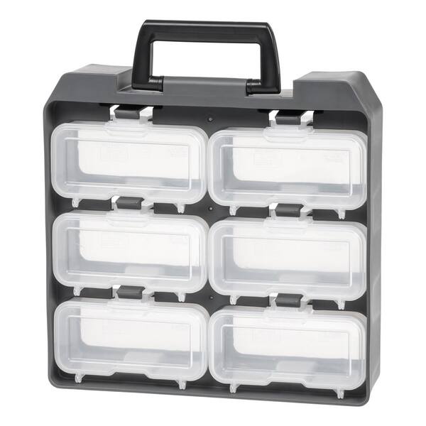 IRIS 6-Compartment Storage Bin Small Parts Organizer in Gray