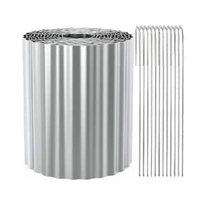 10 in. x 20 ft. x Silver Metal Garden Edging Corrugated Steel UV-Proof Rust-Resistant Flexible Edging Sliver