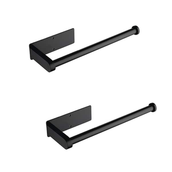 Flynama 2-Pack 12 in. Self Adhesive Wall Mounted Toilet Paper Holder in Black, Paper Towel Holder Under Cabinet