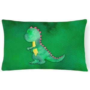 12 in. x 16 in. Multi-Color Outdoor Lumbar Throw Pillow Tyrannosaurus Rex Watercolor