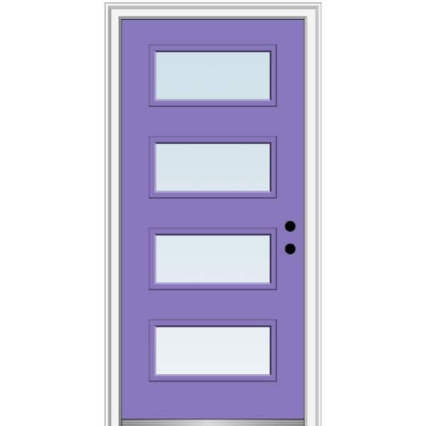 MMI Door 32 in. x 80 in. Celeste Left-Hand Inswing 4-Lite Clear Low-E Glass Painted Steel Prehung Front Door on 6-9/16 in. Frame
