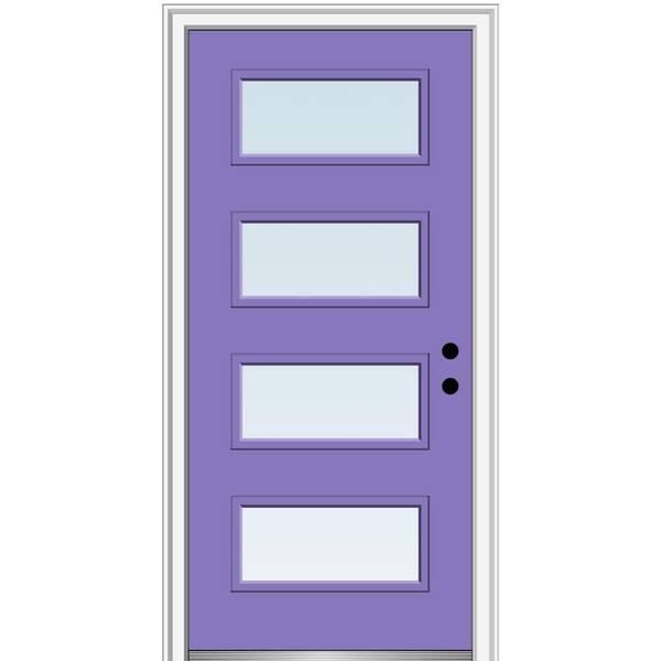 MMI Door 36 in. x 80 in. Celeste Left-Hand Inswing 4-Lite Clear Low-E Glass Painted Steel Prehung Front Door on 6-9/16 in. Frame