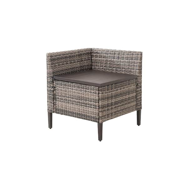 Hampton Bay Prestley Park Steel and Wicker Outdoor Side Table with Storage