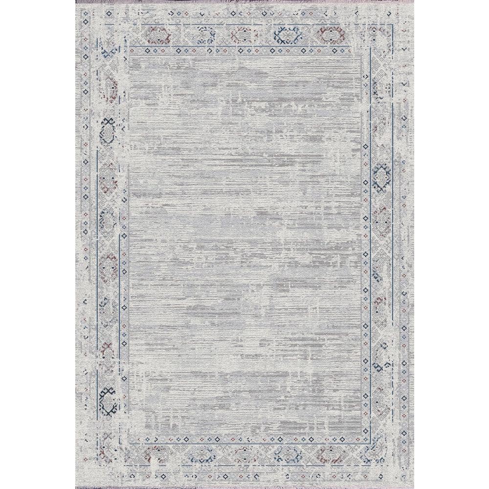 Dynamic Rugs Carson 5 ft. 3 in. X 7 ft. 10 in. Grey/Ivory Bordered ...
