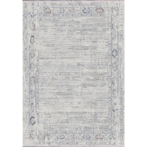 Carson 7 ft. 10 in. X 10 ft. 10 in. Grey/Ivory Bordered Indoor Area Rug