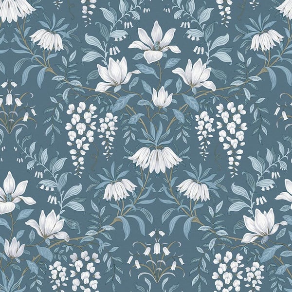 Laura Ashley Parterre Dark Seaspray Unpasted Removable Wallpaper Sample