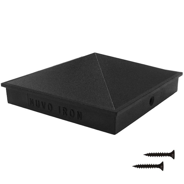 NUVO IRON 4 in. x 4 in. Black Aluminum Ornamental Pyramid Post Cap (24-Pack)