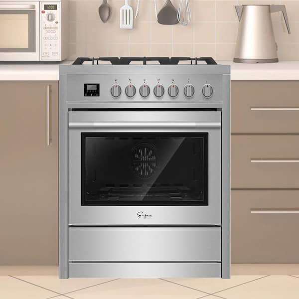 Empava 36 in. 3.9 cu. ft. Slide-In Gas Range with Convection Single Oven and 5 Burners in Stainless Steel