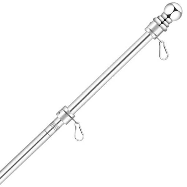 ITOPFOX 6 ft. Stainless Telescoping Flagpole with 3 ft. x 5 ft. Flag. to 4 ft. x 6 ft. Flag Pole for Residential in Silver Color