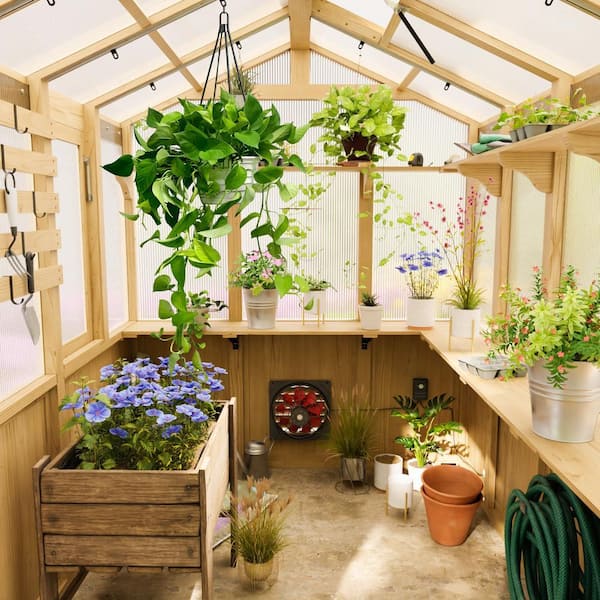 EAGLE PEAK 6.7 ft. W x 7.8 ft. D x 7.7 ft. H Wood Greenhouse with