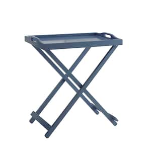 Designs2Go 22 in. Blue Standard Rectangle Wood Folding Tray End Table