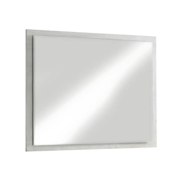 Medium Rectangle Cotton Grey Contemporary Mirror (38 in. H x 40 in. W)