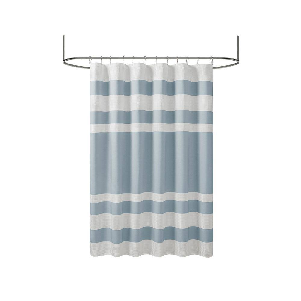 72 in. W x 84 in. L Blue Shower Curtain with 3M Treatment