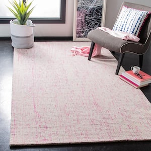 Abstract Ivory/Pink 6 ft. x 6 ft. Geometric Square Area Rug