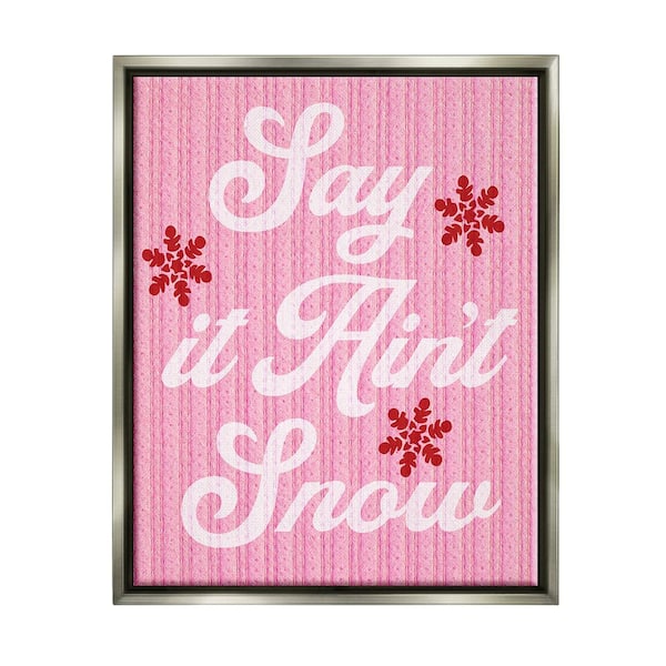 Stupell Industries Pink Say It Ain't Snow by Lil' Rue 1 Piece Floater Frame Graphic Print Typography Poster Art Print 21 in. x 17 in.