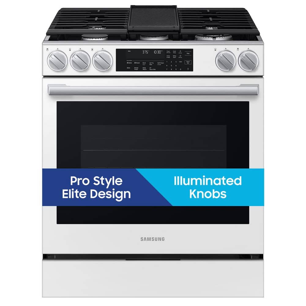 Bespoke 30 in. Smart 5 burner Slide-In Gas Range in White Glasswith Illuminated Precision Knobs & True Convection price history on PriceWatchPro