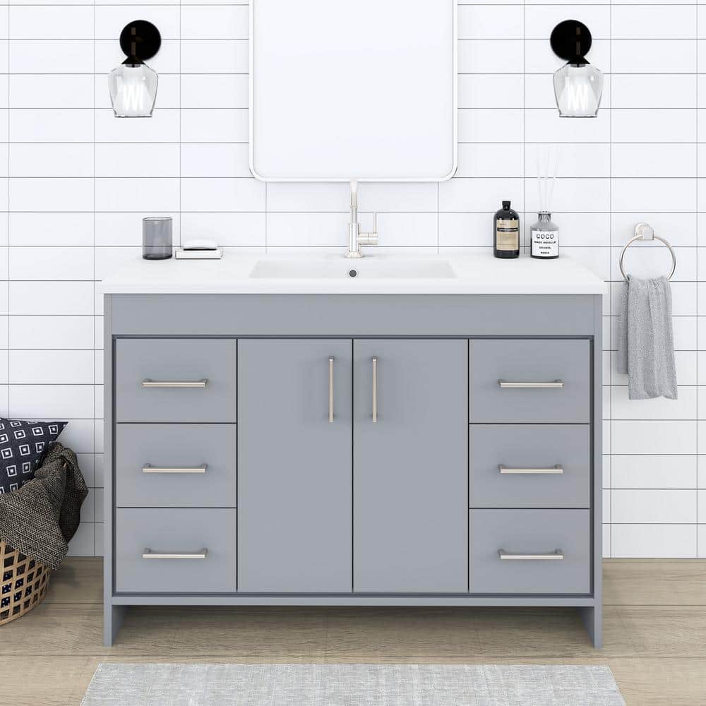 Rio 48 in. W x 19 in D Bath Vanity in Gray with Acrylic Vanity Top in White with White Basin price history on PriceWatchPro