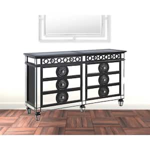 Amelia Black And Silver 6-Drawers 68 in. Dresser