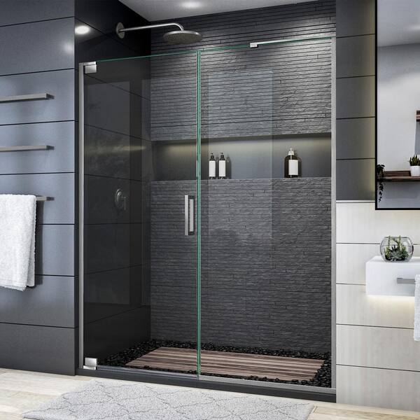 DreamLine Elegance Plus 58 in. to 58 3/4 in. W x 72 in. H Frameless Pivot  Shower Door in Brushed Nickel SHDR-4458305-04 - The Home Depot