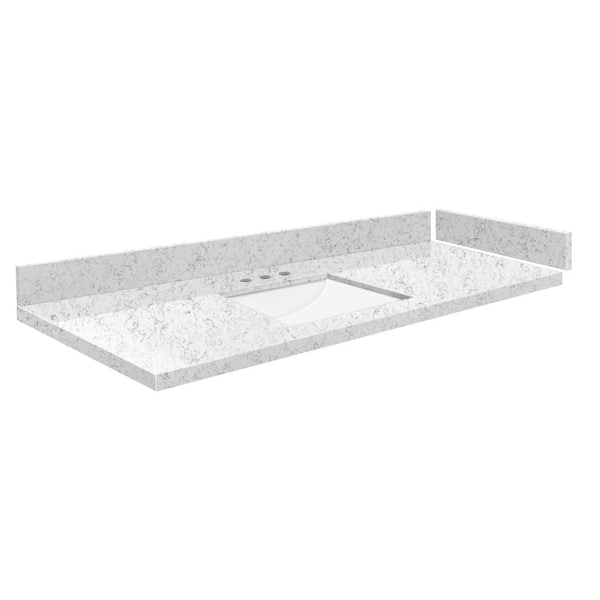 Transolid Silestone 49 in. W x 22.25 in. D Qt. White Rectangular Single Sink Vanity Top in Lyra