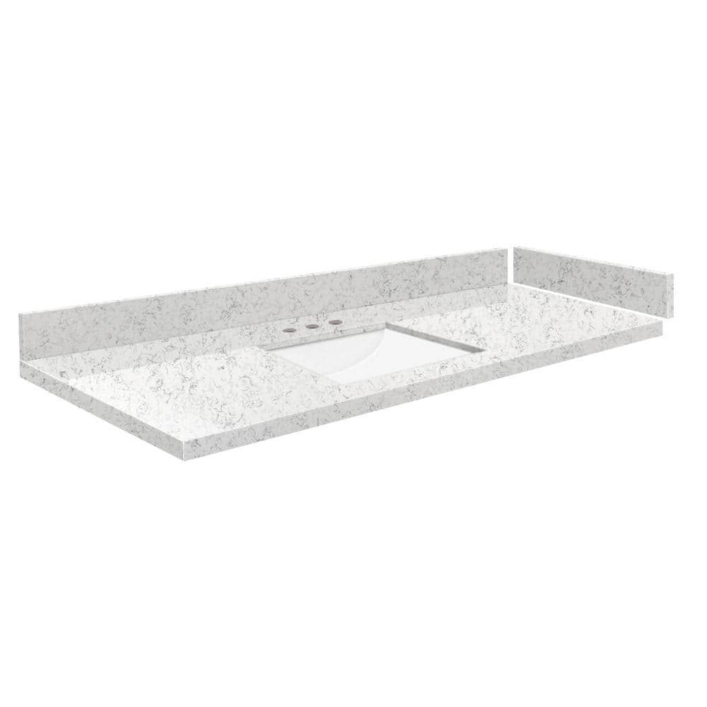 Silestone 54.75 in. W x 22.25 in. D Quartz White Rectangular Single Sink Vanity Top in Lyra price history on PriceWatchPro