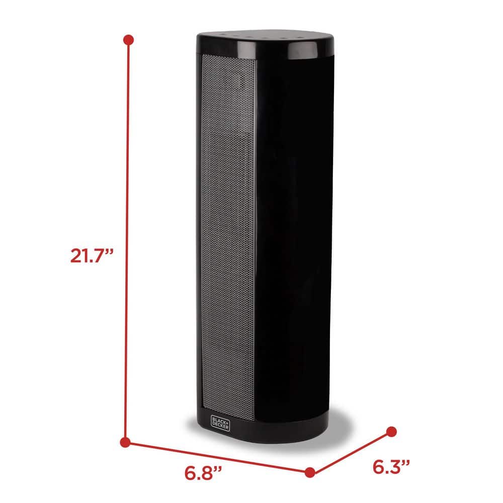 Black Ceramic Electric Tower Heater with Adjustable Thermostat