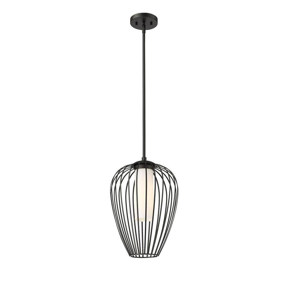 Modern Matte Black Tulip Pendant Light with Glass Shade