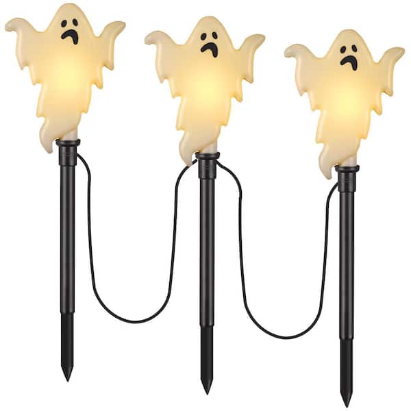 LightShow Flickering Ghosts Halloween Pathway Lights Markers (3-Count)